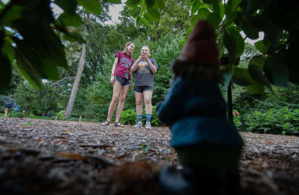two people hiking